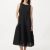Vestido escalonado de mezcla de lino para mujer Vestido escalonado de mezcla de lino para mujer