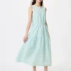 Vestido escalonado de mezcla de lino para mujer Vestido escalonado de mezcla de lino para mujer