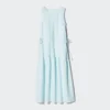 Vestido escalonado de mezcla de lino para mujer Vestido escalonado de mezcla de lino para mujer