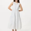 Vestido escalonado de mezcla de lino para mujer | Rayas Vestido escalonado de mezcla de lino para mujer | Rayas